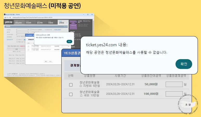 청년문화예술패스 미적용 공연