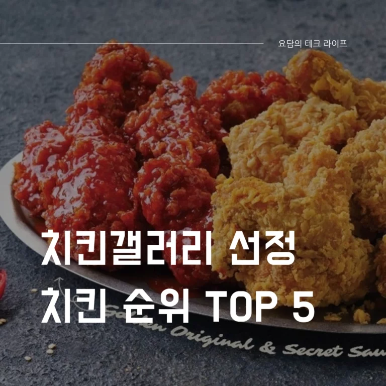 치킨 갤러리에서 선정한 치킨 순위 TOP 5