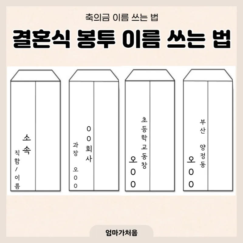 축의금 봉투 이름 쓰는 방법 – 축의금 봉투 이름 위치와 쓰는 순서