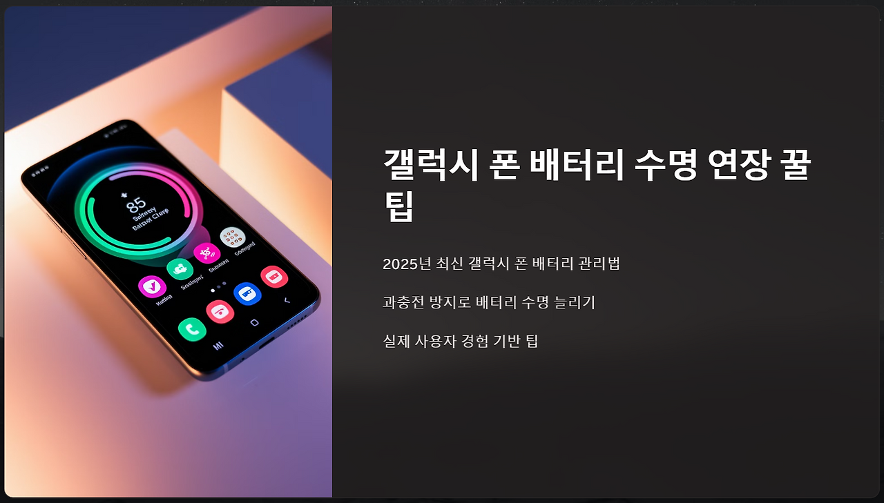 갤럭시 스마트폰 배터리 과충전 방지 설정 방법